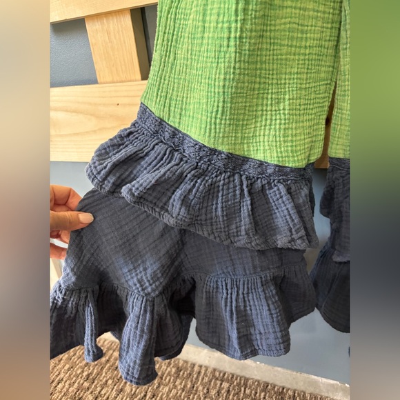 Upcycled Mesh Overalls w/ ruffled bottoms & patchwork. - Picture 5 of 6